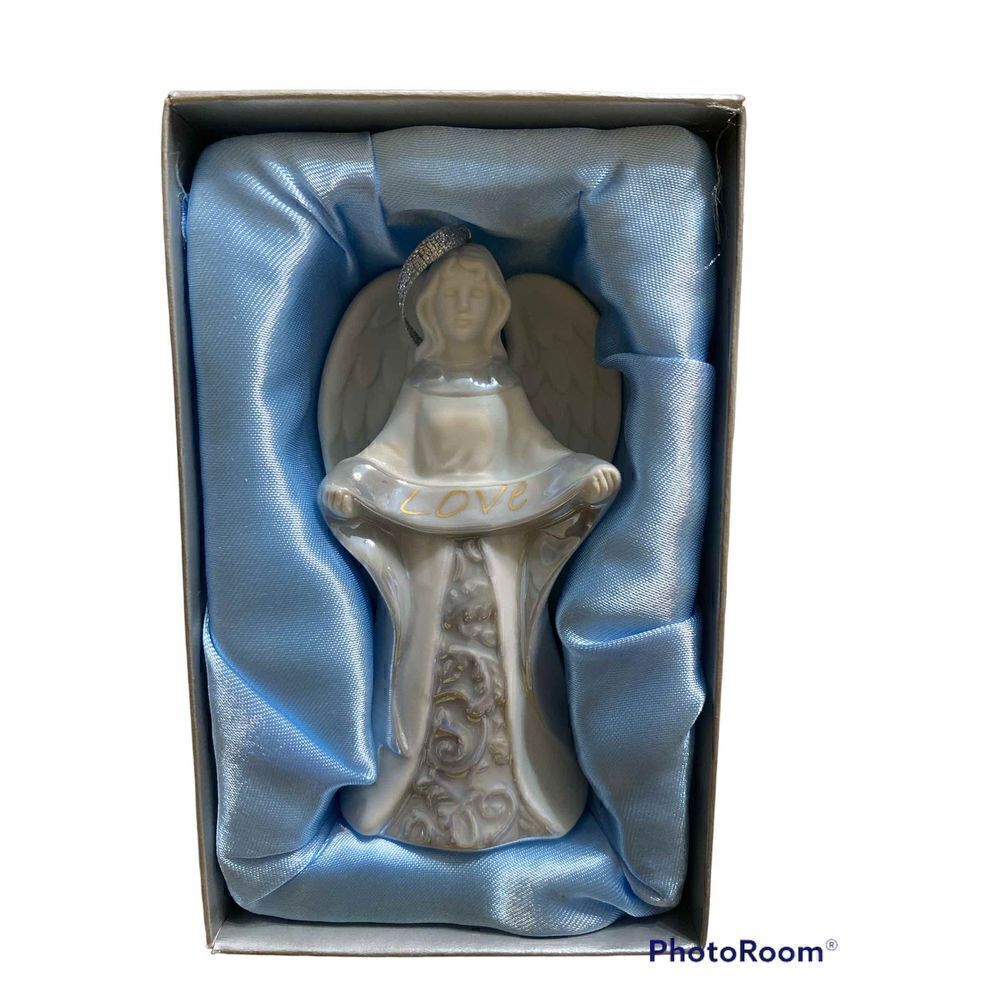 Set of 6 Porcelain Inspirational Angel Ornaments with matte and glaze finish - Picture 6 of 7